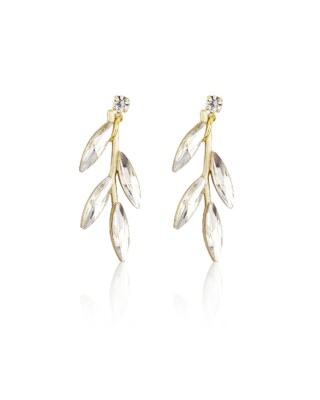 Goldfarbene Ohrringe mit Strass Blatt Anh&auml;nger AMELIA von Sternenauge