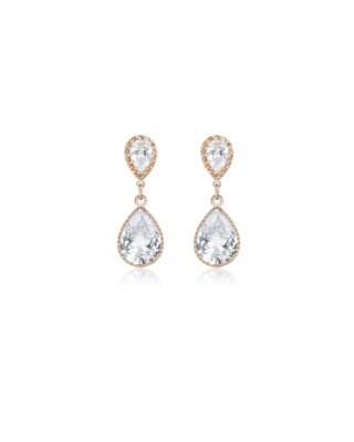 STELLA tropfenf&ouml;rmige Zirkonia Ohrringe ros&eacute;goldfarben von Sternenauge