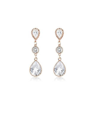 STELLA lange Zirkonia Ohrringe in Tropfenform ros&eacute;goldfarben von Sternenauge