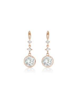 Roségoldfarbene Ohrringe lang mit Zirkonia AURELIA von Sternenauge
