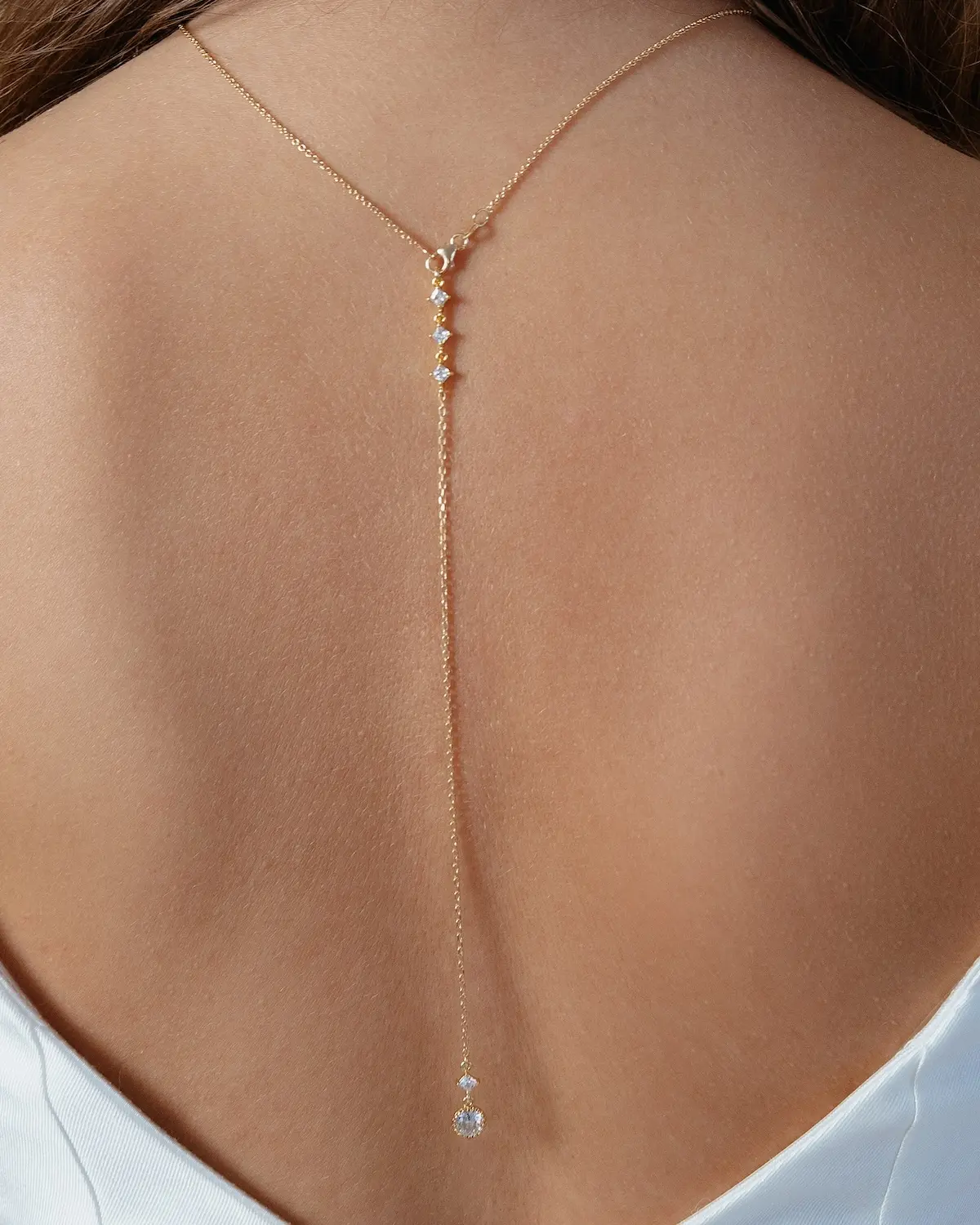 Filigraner Einhänger als Rückenteil, Modell AURELIA aus 925 Sterling Silber 18K vergoldet mit Zirkonia