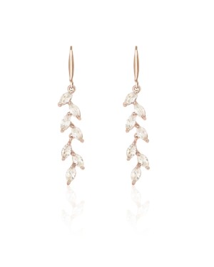 Roségoldfarbene Blatt Ohrringe mit Zirkonia JASMIN von Sternenauge