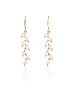 Ros&eacute;goldfarbene Blatt Ohrringe mit Zirkonia JASMIN von Sternenauge