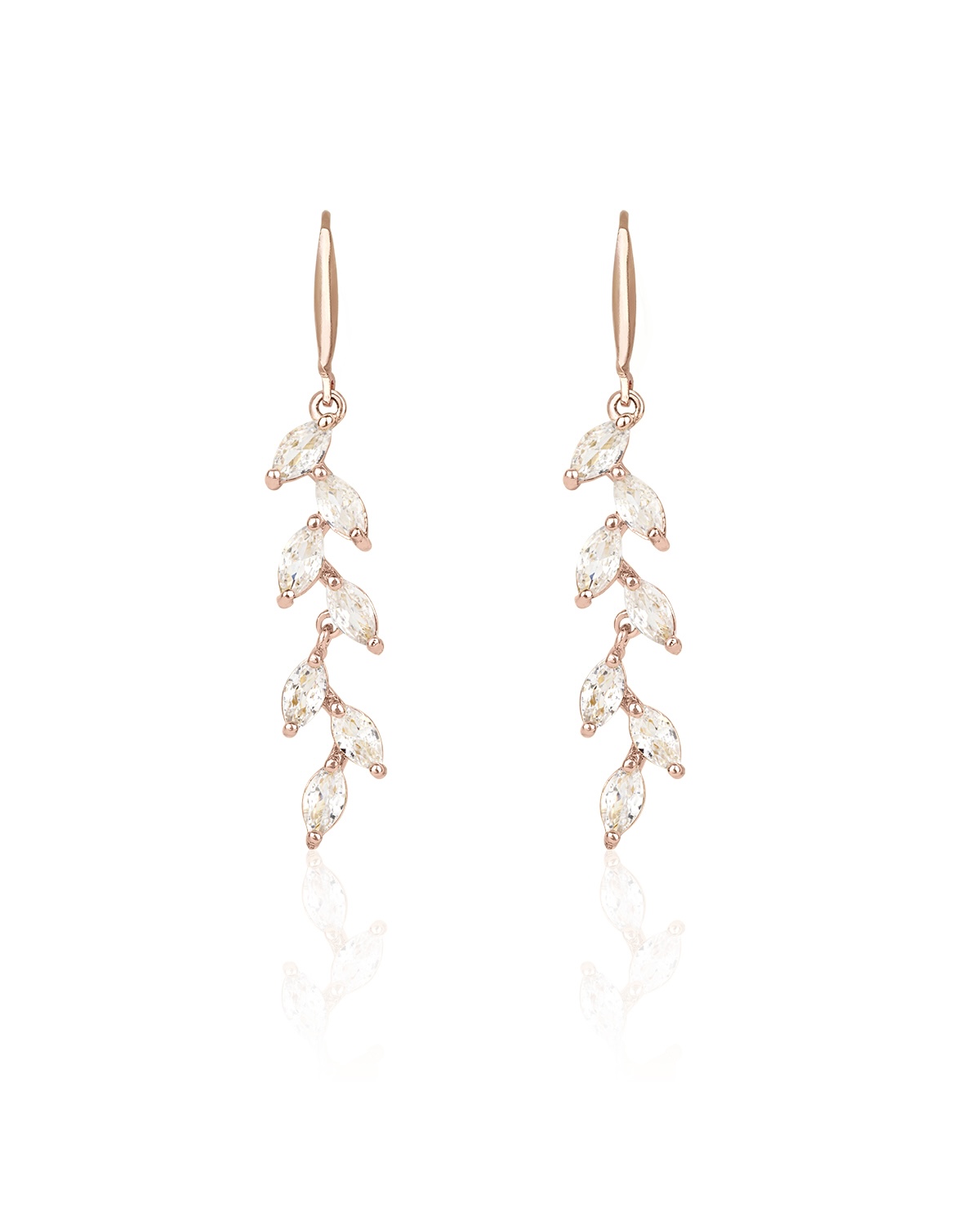 Roségoldfarbene Blatt Ohrringe mit Zirkonia JASMIN von Sternenauge