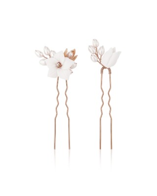 Roségoldfarbene Blumen Haarnadeln COCO von Sternenauge