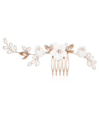 Ros&eacute;goldfarbener Haarkamm mit Perlen und Bl&uuml;ten COCO von Sternenauge
