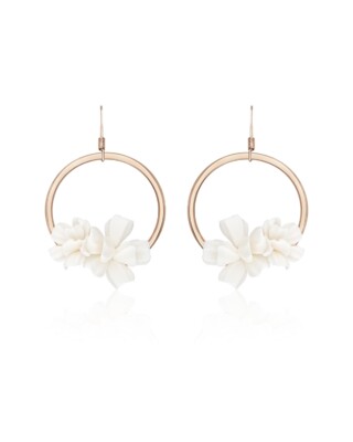 Sternenauge ros&eacute;goldfarbene Ohrringe mit wei&szlig;en Blumen VALERIA