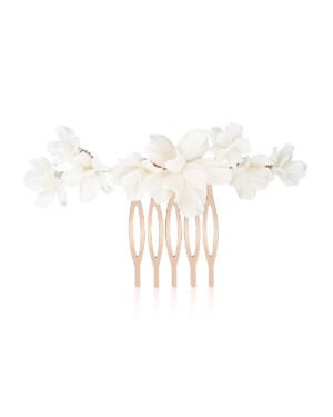 Roségoldfarbener Haarkamm mit weißen Blumen VALERIA von Sternenauge