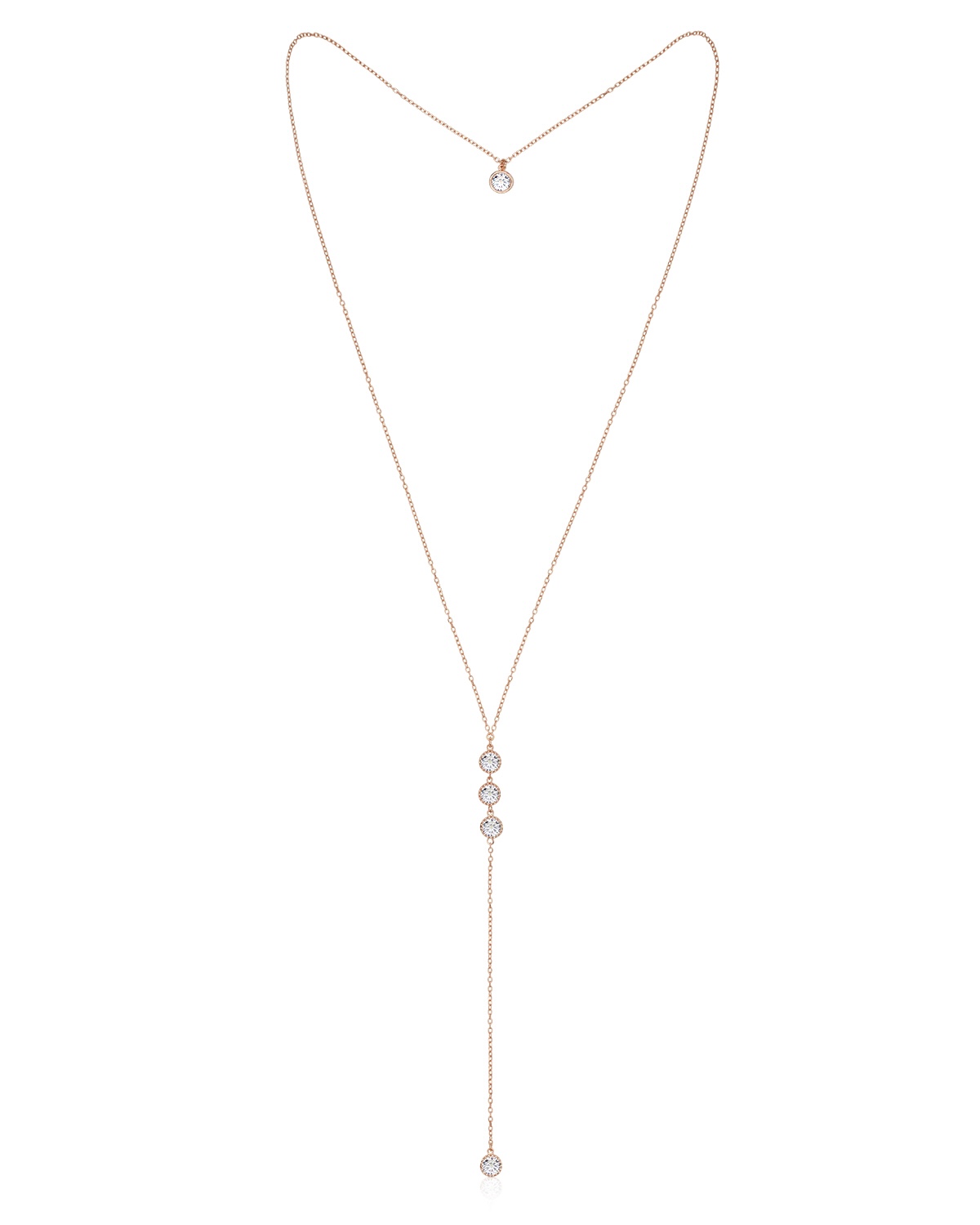 STELLA roségoldfarbene Rückenkette mit Zirkonia Y-Form von Sternenauge