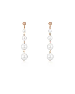 Lange Ohrhänger ANNOUK aus 925 Sterling Silber 18K rosévergoldet mit Muschelperlen-Drop, handgefertigter Brautschmuck von Sternenauge