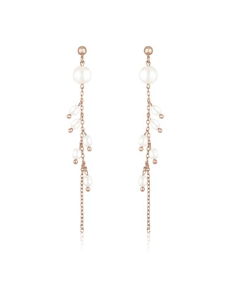 Lange Perlenohrringe LEONIE roségoldfarben von Sternenauge
