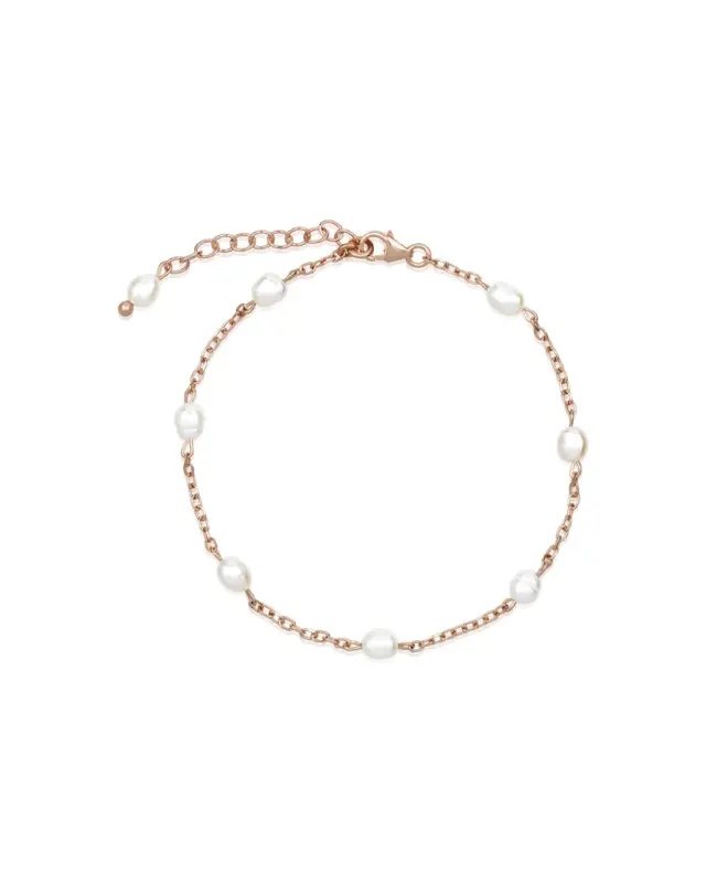 Sternenauge Armband FELICITAS in Roségold, Handgefertigtes Schmuckstück mit 18K Rosévergoldung und feinen Süßwasserperlen