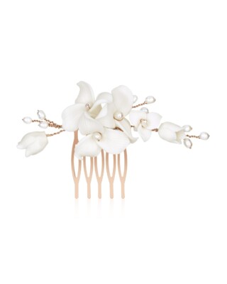 Sternenauge rossgoldfarbener Blumen Haarkamm mit Perlen FELICITAS