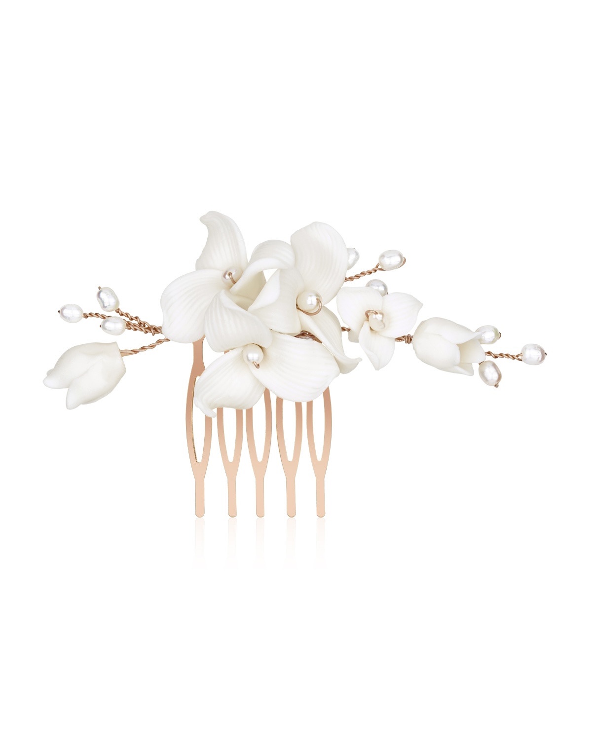 Sternenauge rossgoldfarbener Blumen Haarkamm mit Perlen FELICITAS