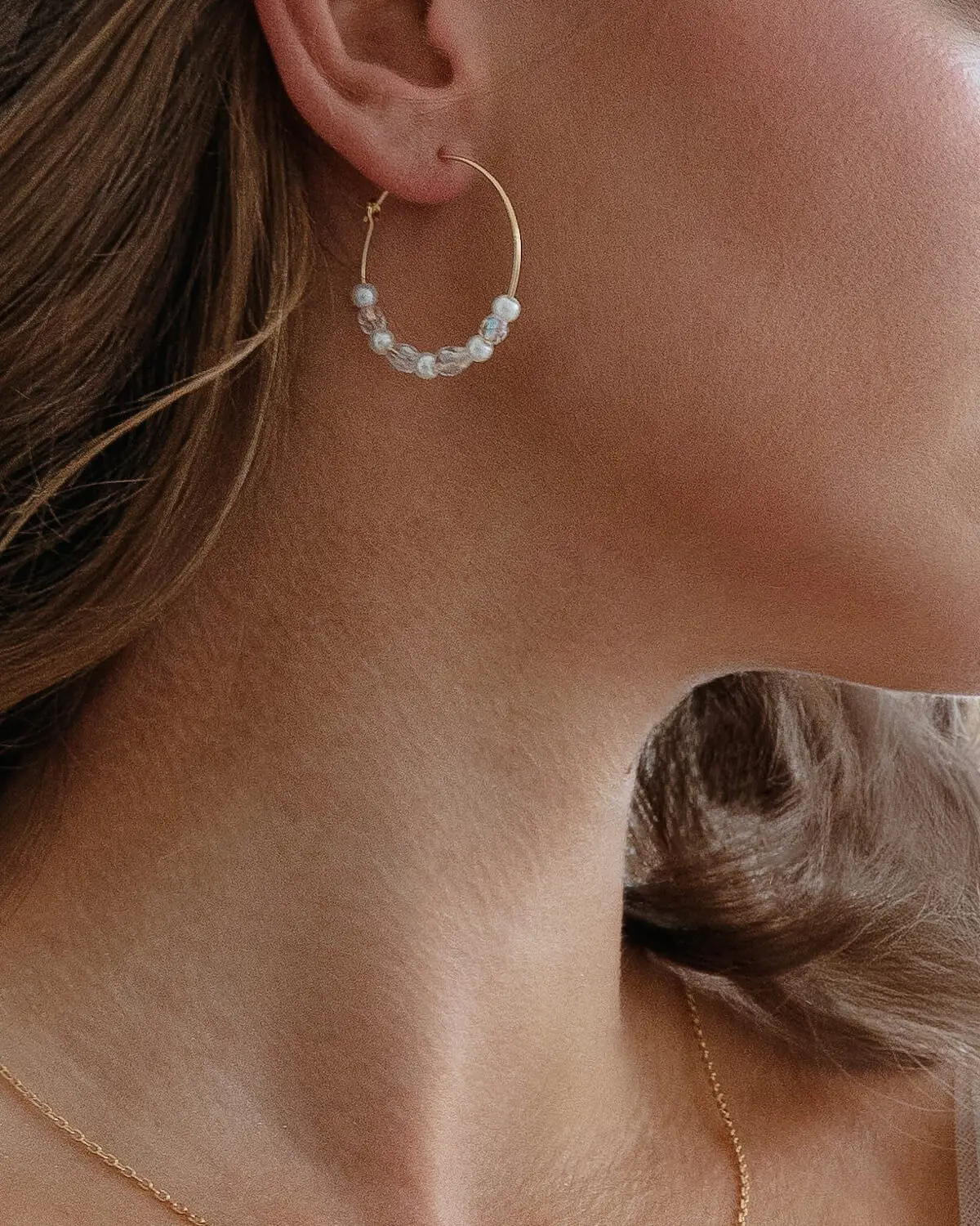 Sternenauge Creolen groß ALEXIS mit Glasperlen und Kristallperlen