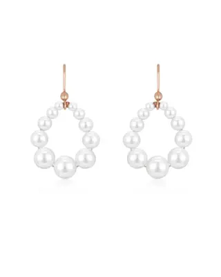 Ohrhaken aus 925 Sterling Silber mit 18K Ros&eacute;vergoldung und schimmernden Muschelperlen in ovaler Form f&uuml;r die Braut