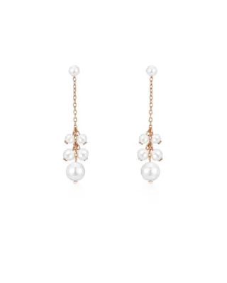 Lange Drop-Ohrstecker ANNOUK 2in1 aus 925 Sterling Silber 18K rosévergoldet für einen eleganten Hochzeits-Look