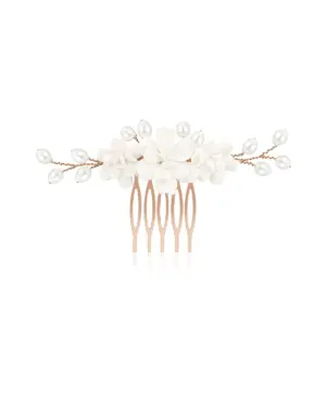 Romantischer Haarschmuck MIEVAL in Roségold-Ton mit handgearbeiteten Blüten und schimmernden Süßwasserperlen von Sternenauge